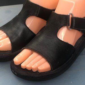 Nomadas Black Leather Ankle Strap Sandals Size 6